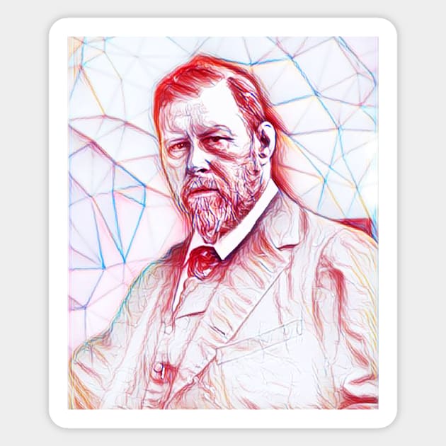 Bram Stoker Portrait | Bram Stoker Artwork Line Art Sticker by JustLit